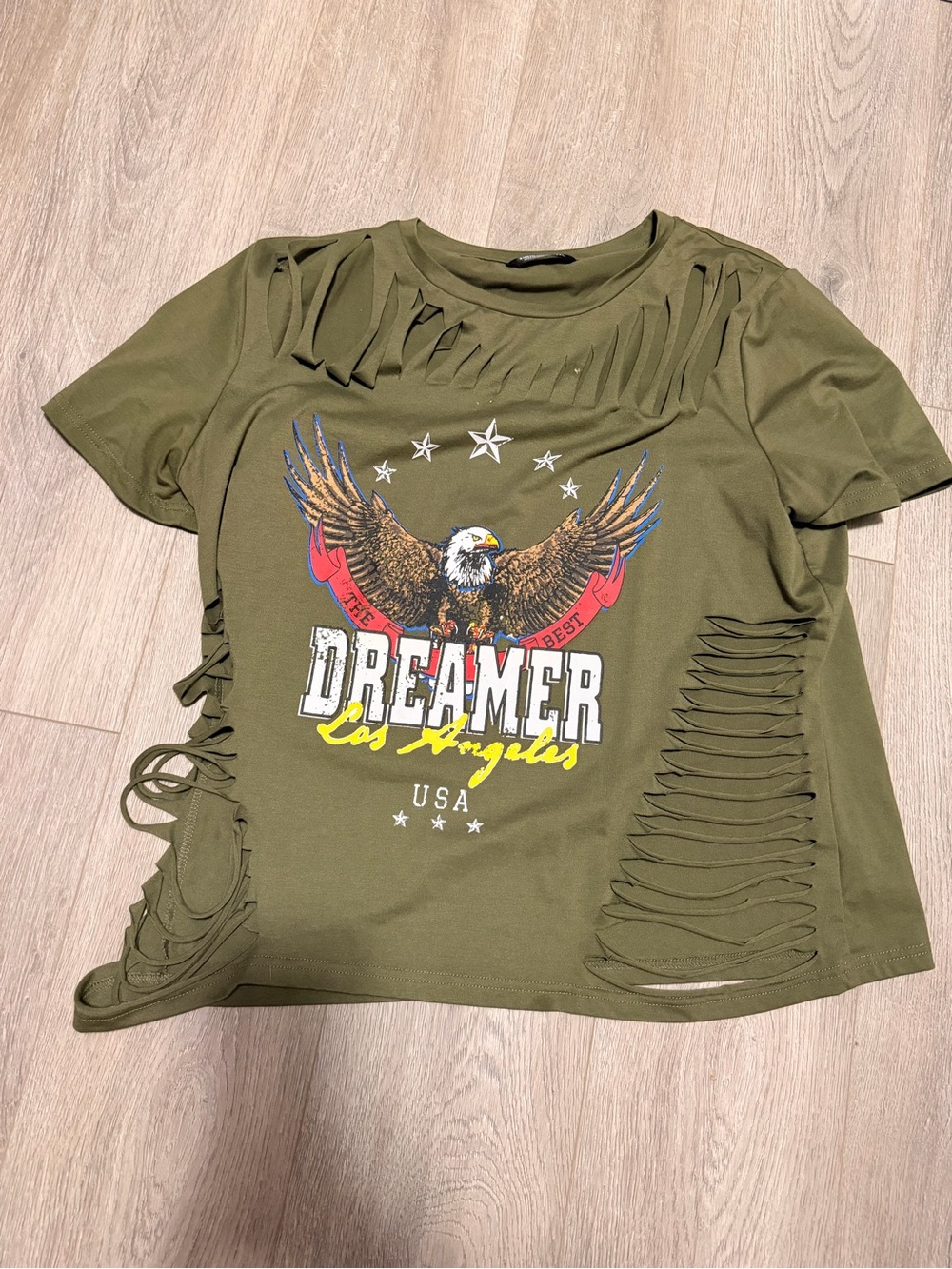Laundry By Shelli Segal Olive Graphic Eagle Tee